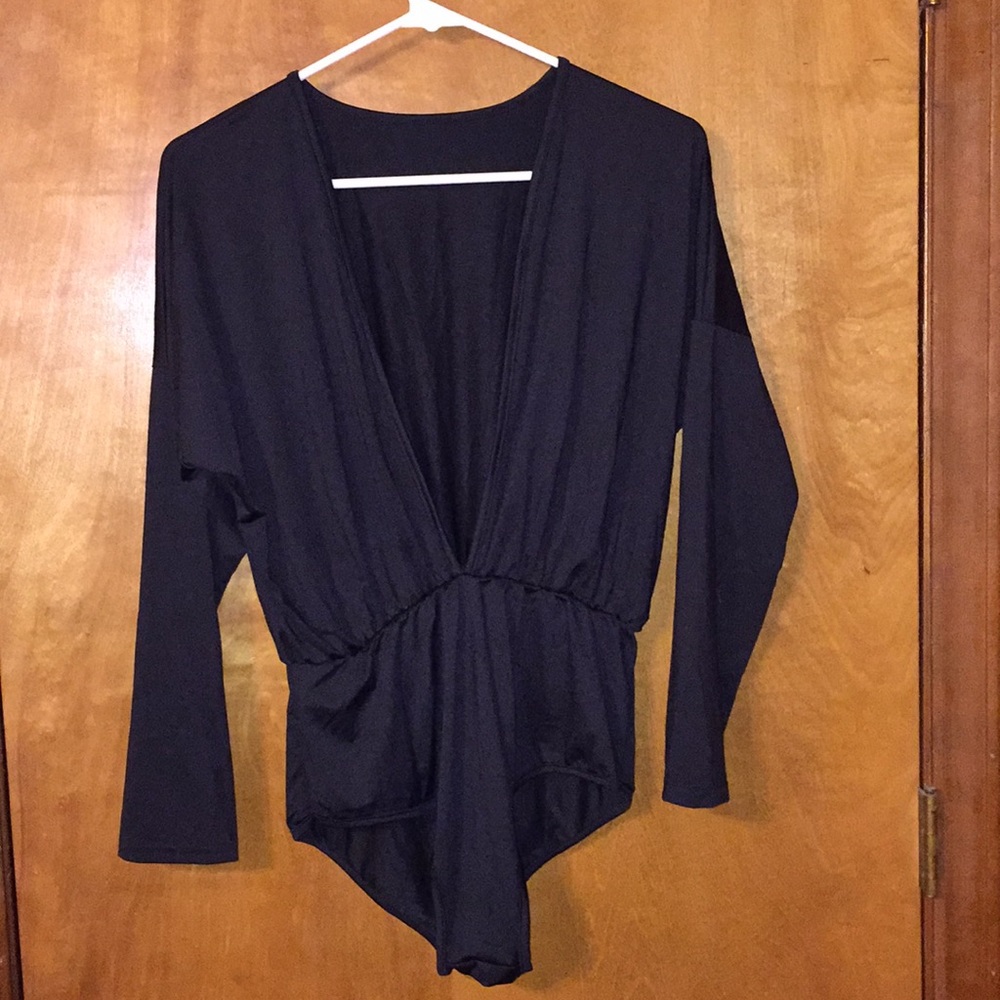 Sexy plunge V bodysuit